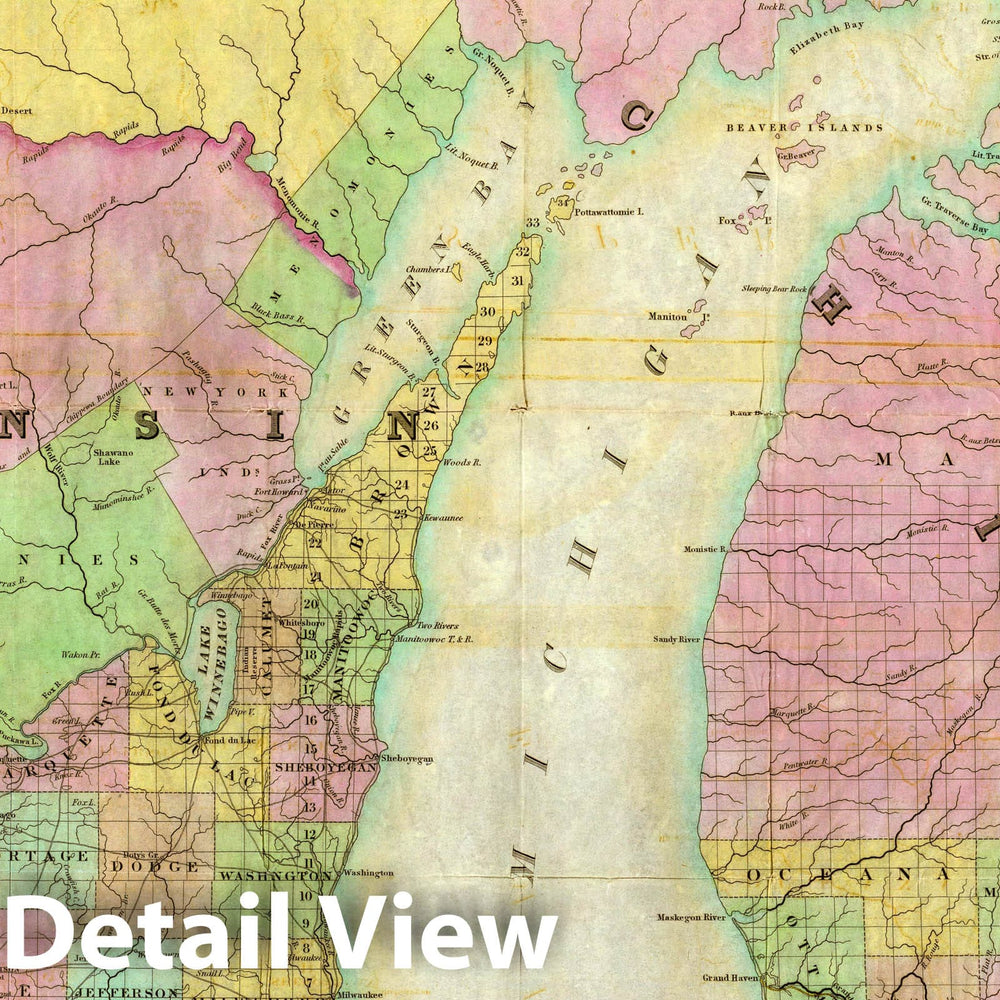 Historic Map : Map of the State of Michigan and Territory of Wisconsin, 1839 - Vintage Wall Art