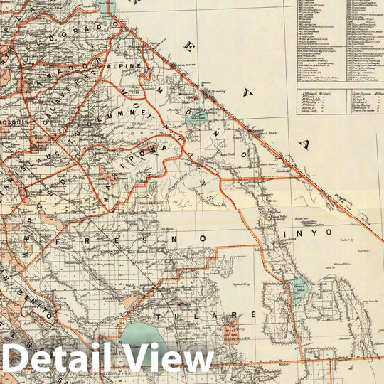 Historic Map : Department of The Interior General Land office Map - State of California. 1879 - Vintage Wall Art