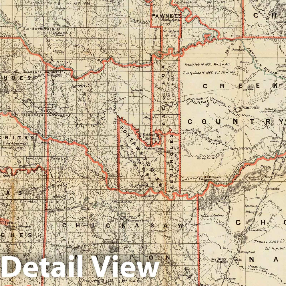 Historic Map : Pocket Map, Indian Territory. 1879 - Vintage Wall Art