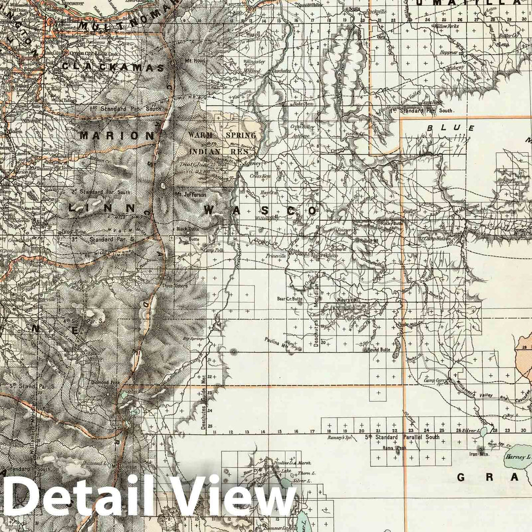 Historic Map : Department of The Interior General Land office Map - State of Oregon. 1879 - Vintage Wall Art