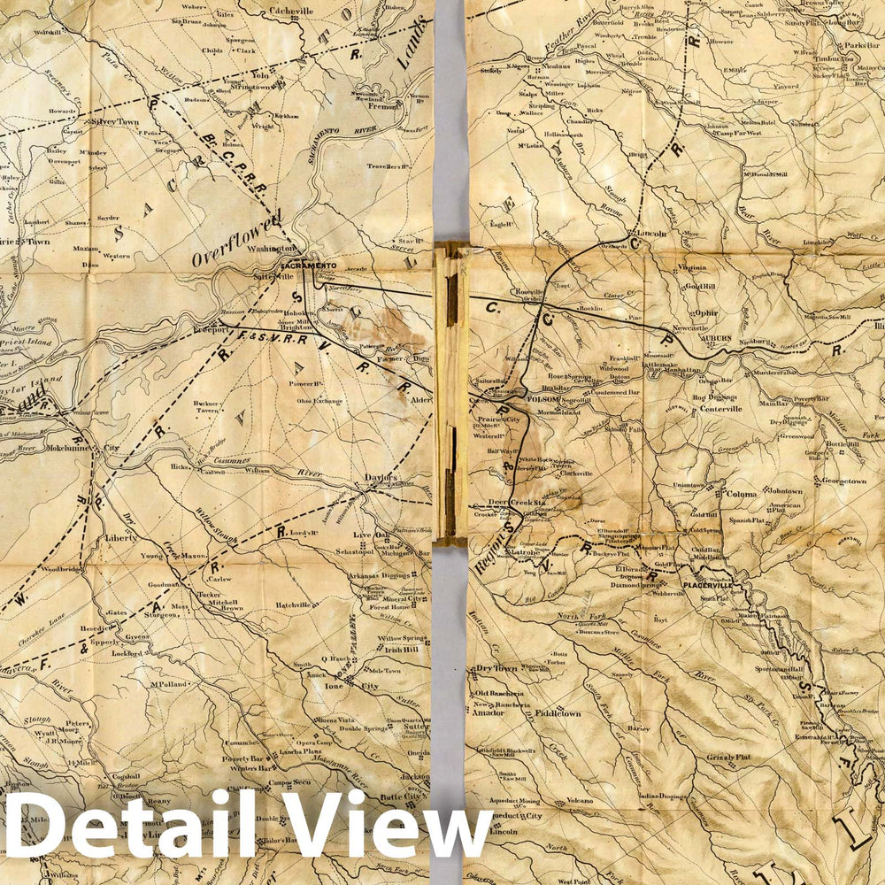 Historic Map : Pocket Map, The Central Part of the State of California. 1865 - Vintage Wall Art