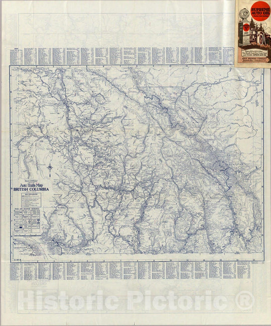 Historic Wall Map : Rand McNally official 1925 Auto Trails Map British Colombia, 1925 - Vintage Wall Art