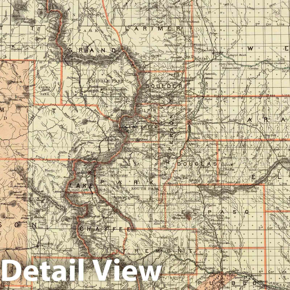 Historic Map : Department of The Interior General Land office Map - State of Colorado. 1879 - Vintage Wall Art