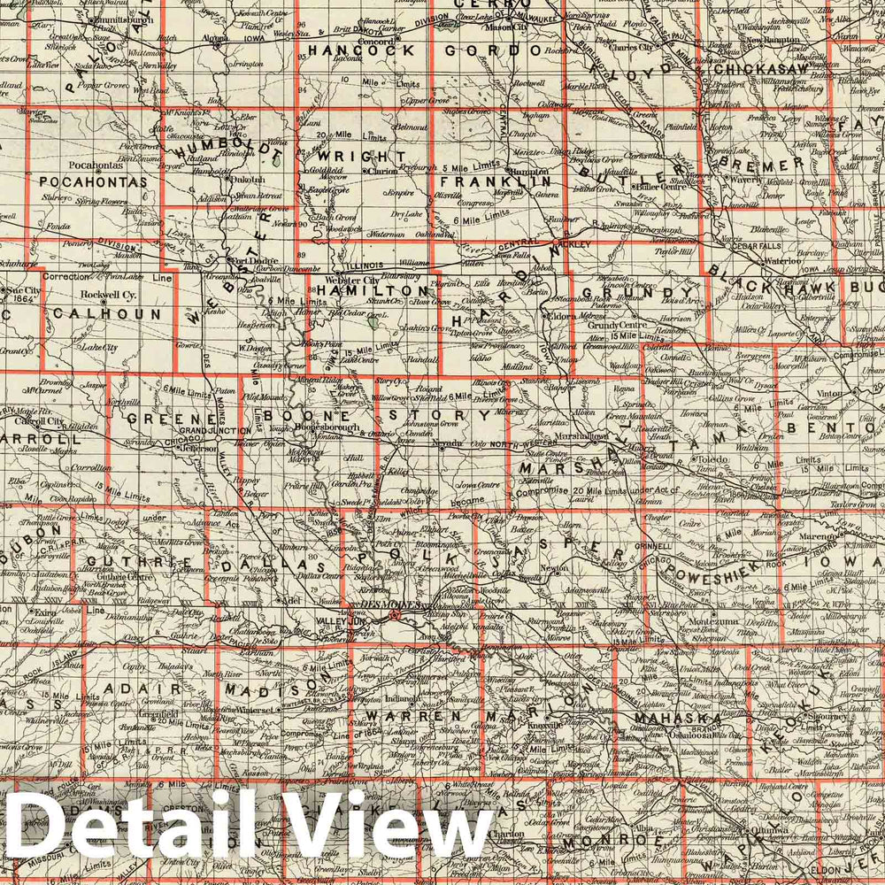 Historic Map : Department of The Interior General Land office Map - State of Iowa. 1878 - Vintage Wall Art