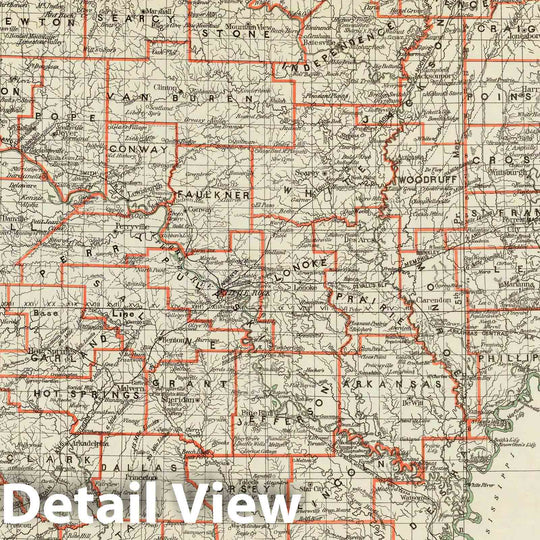 Historic Map : Department of The Interior General Land office Map - State of Arkansas. 1878 - Vintage Wall Art