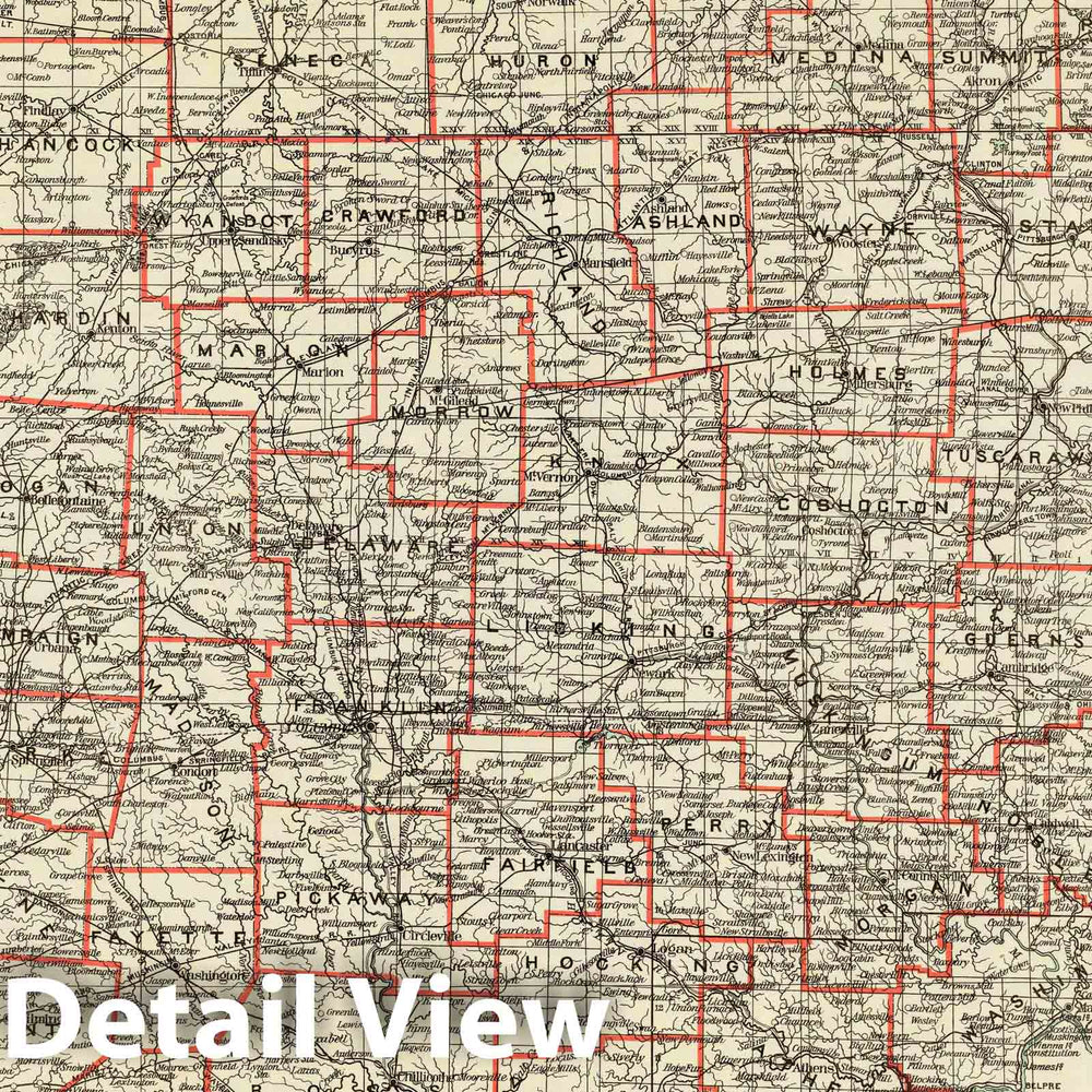 Historic Map : Department of The Interior General Land office Map - State of Ohio. 1878 - Vintage Wall Art