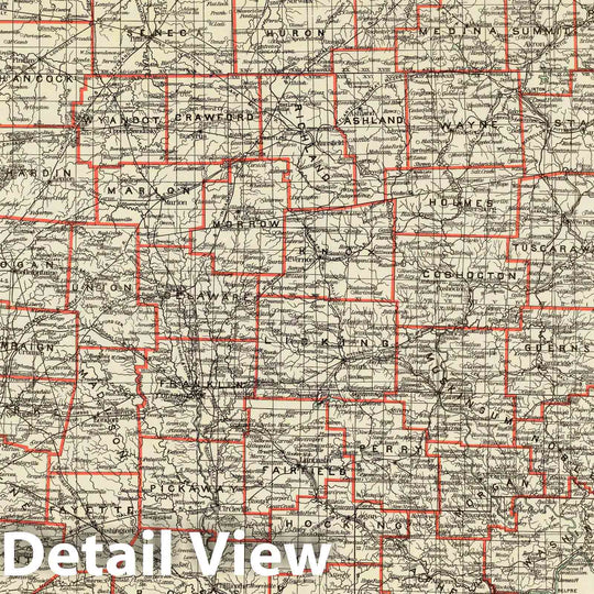 Historic Map : Department of The Interior General Land office Map - State of Ohio. 1878 - Vintage Wall Art