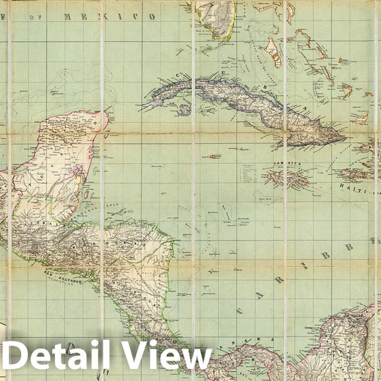 Historic Map : Colombia; Venezuela, Latin America, Central America; West Indies Case Map, H. Kiepert's Karte des nordlichen Tropischen America. 1858 , Vintage Wall Art