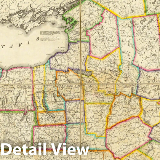 Historic Map : Case Map, State of New York with part of the adjacent States. 1818 - Vintage Wall Art