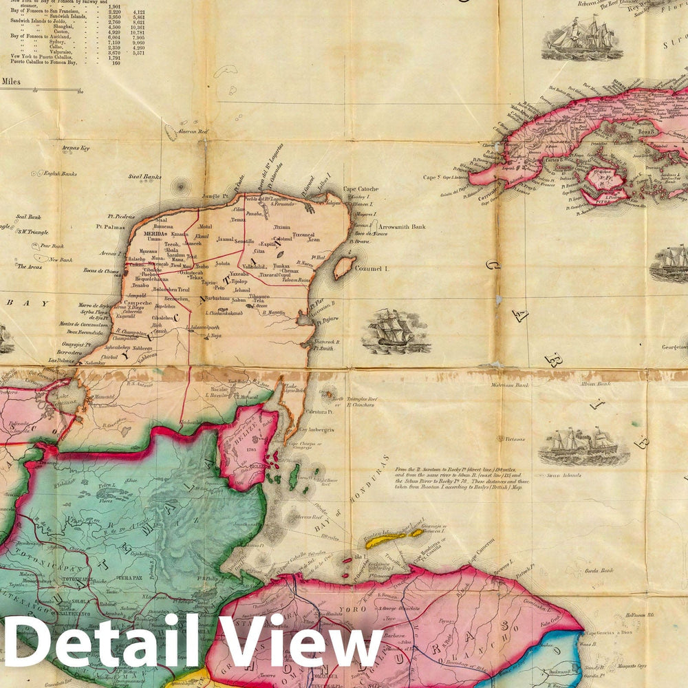 Historic Map : Monk's new map of Central America, Cuba, Florida &c, 1857 - Vintage Wall Art