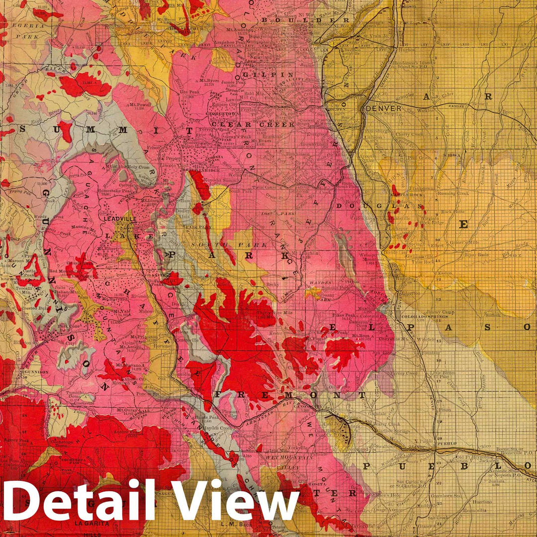 Historic Map : Rand, McNally & Co.'s new geological map of Colorado, 1879 - Vintage Wall Art