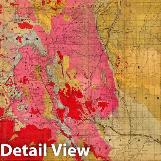 Historic Map : Rand, McNally & Co.'s new geological map of Colorado, 1879 - Vintage Wall Art