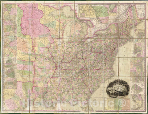 Historic Map : Case Map, United States of America. 1839 - Vintage Wall Art