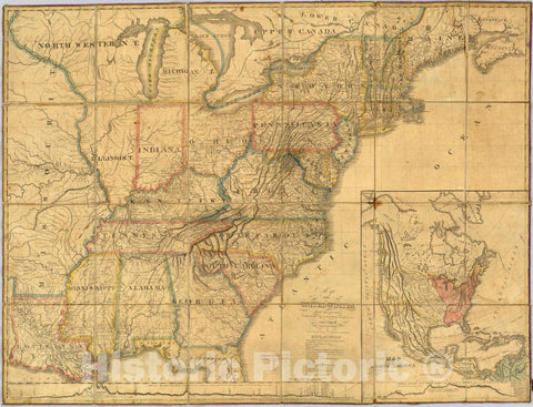 Historic Map : Map of the United States, 1817 - Vintage Wall Art