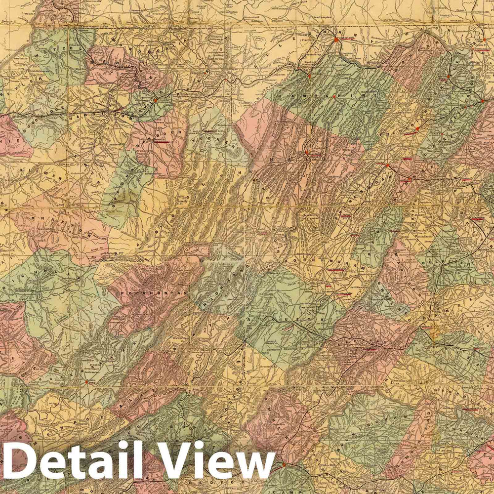 Historic Map : Lloyd's official map of the State of Virginia, 1862 - Vintage Wall Art