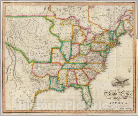 Historic Map : Guide Book, United States of America. 1822 - Vintage Wall Art