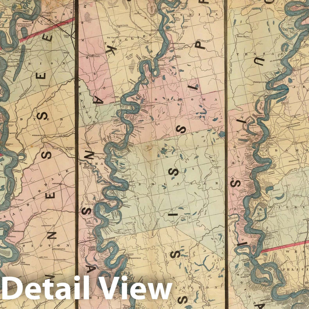 Historic Map - Lloyd?s Map of the Lower Mississippi River From St. Louis to the Gulf of Mexico, 1864, J.T. Lloyd - Vintage Wall Art