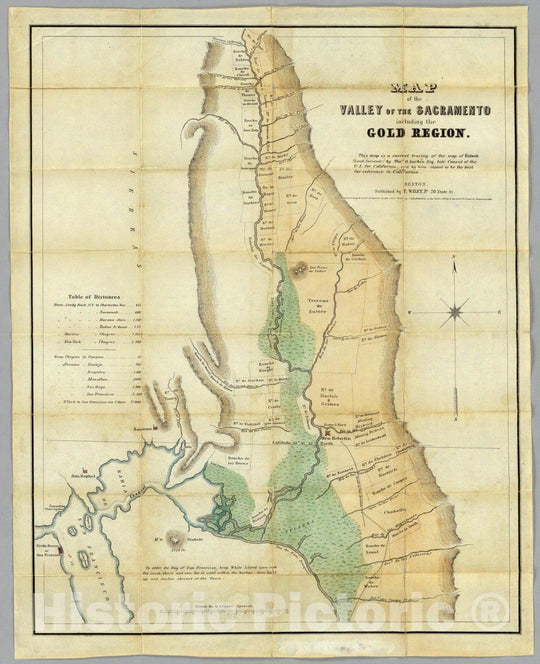 Historic Map - Map of the Valley of the Sacramento including the Gold Region, 1848 - Vintage Wall Art