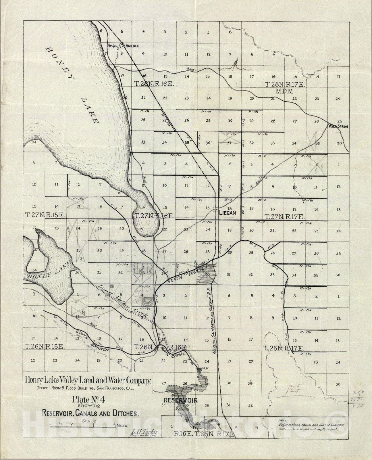 Historic Map : Honey Lake Valley. 1891 - Vintage Wall Art