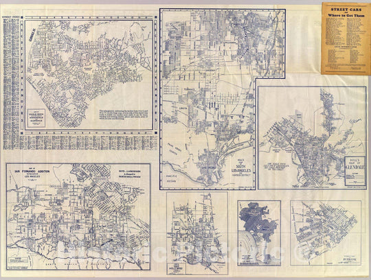 Historic Map : Los Angeles (Calif), California, Pocket Map, Verso: Los Angeles, California. 1928 , Vintage Wall Art