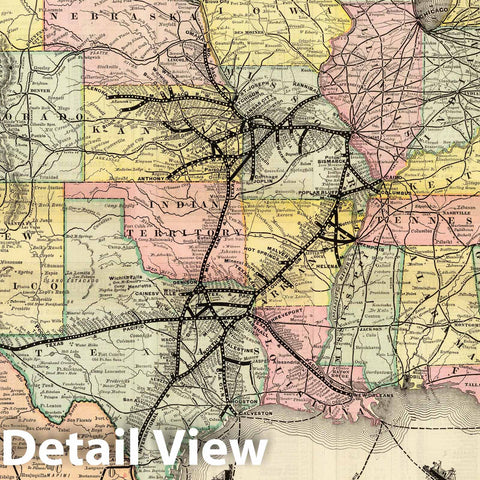 Historic Map : Timetable Map, Missouri Pacific Railway. 1886 - Vintage Wall Art