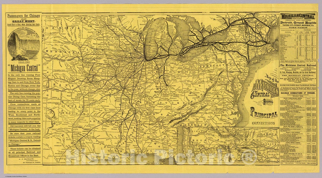 Historic Map : Timetable Map, Michigan Central Railroad. 1879 - Vintage Wall Art