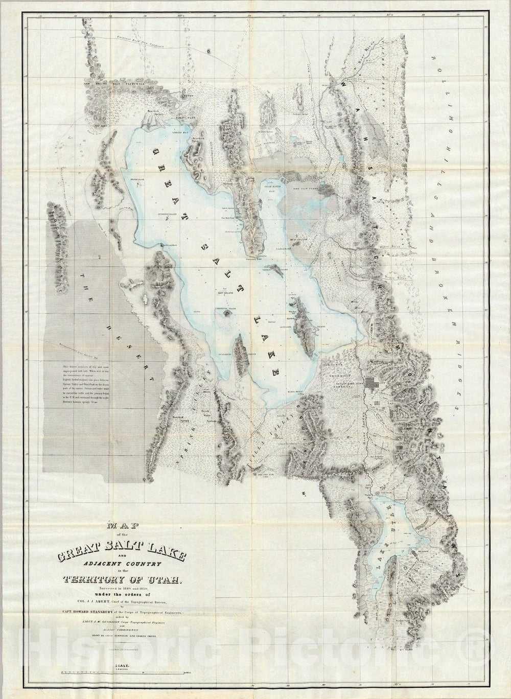 Historic Map : Map of the Great Salt Lake, 1852 - Vintage Wall Art