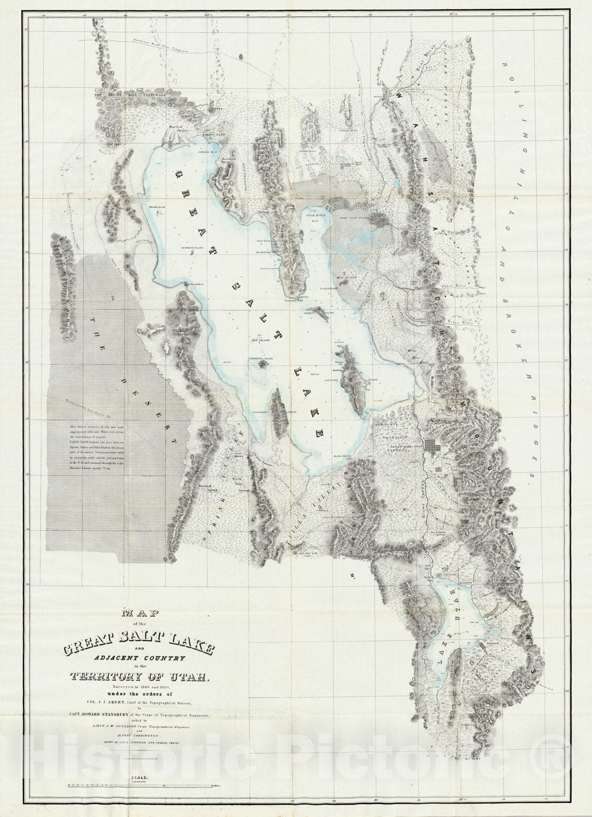 Historic Map : Map of the Great Salt Lake, 1852 - Vintage Wall Art