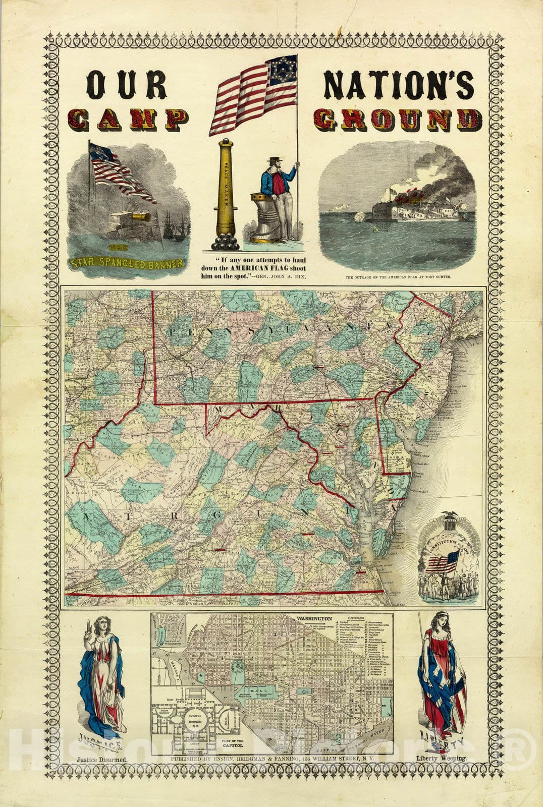 Historic Map : Our Nation's Camp Ground. 1861 - Vintage Wall Art