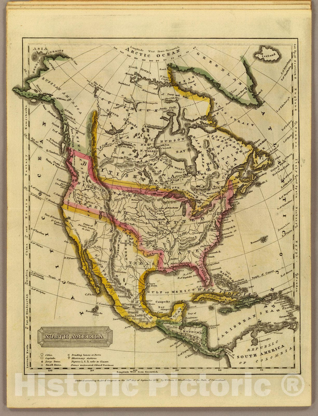 Historic Map : School Atlas Map, North America. 1824 - Vintage Wall Art