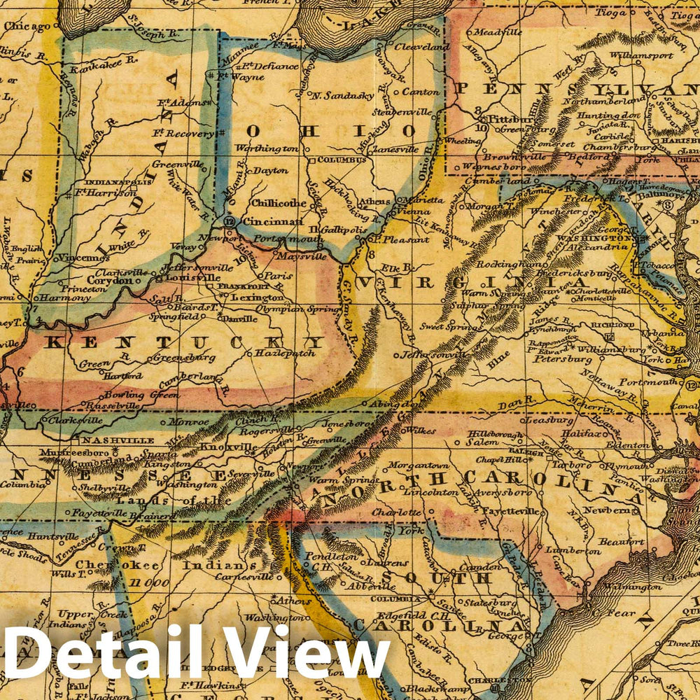 Historic Map : School Atlas Map, United States. 1824 - Vintage Wall Art