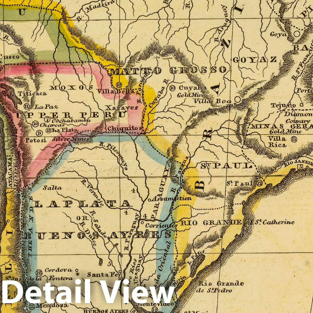 Historic Map : School Atlas Map, South America. 1824 - Vintage Wall Art