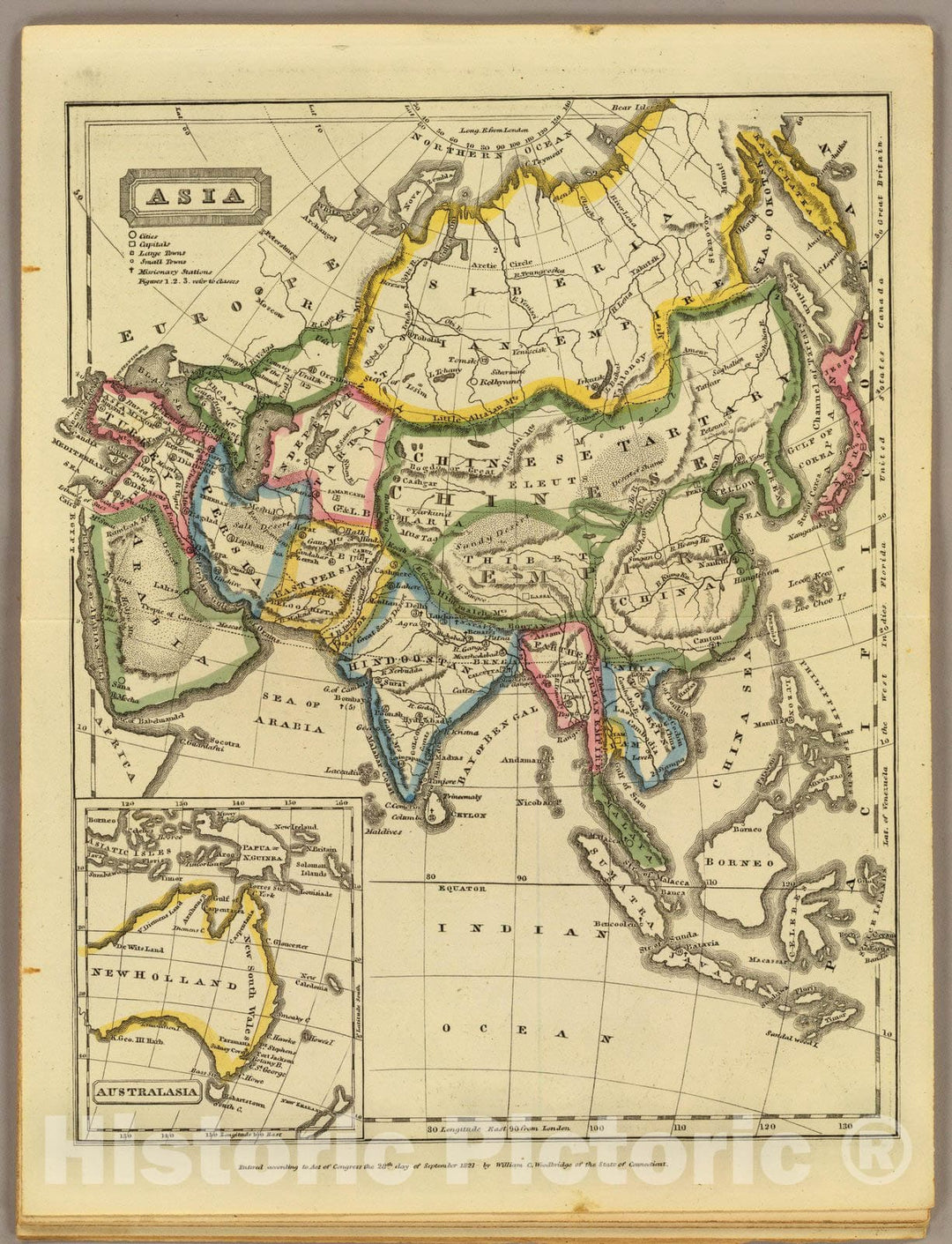 Historic Map : School Atlas Map, Asia. 1824 - Vintage Wall Art