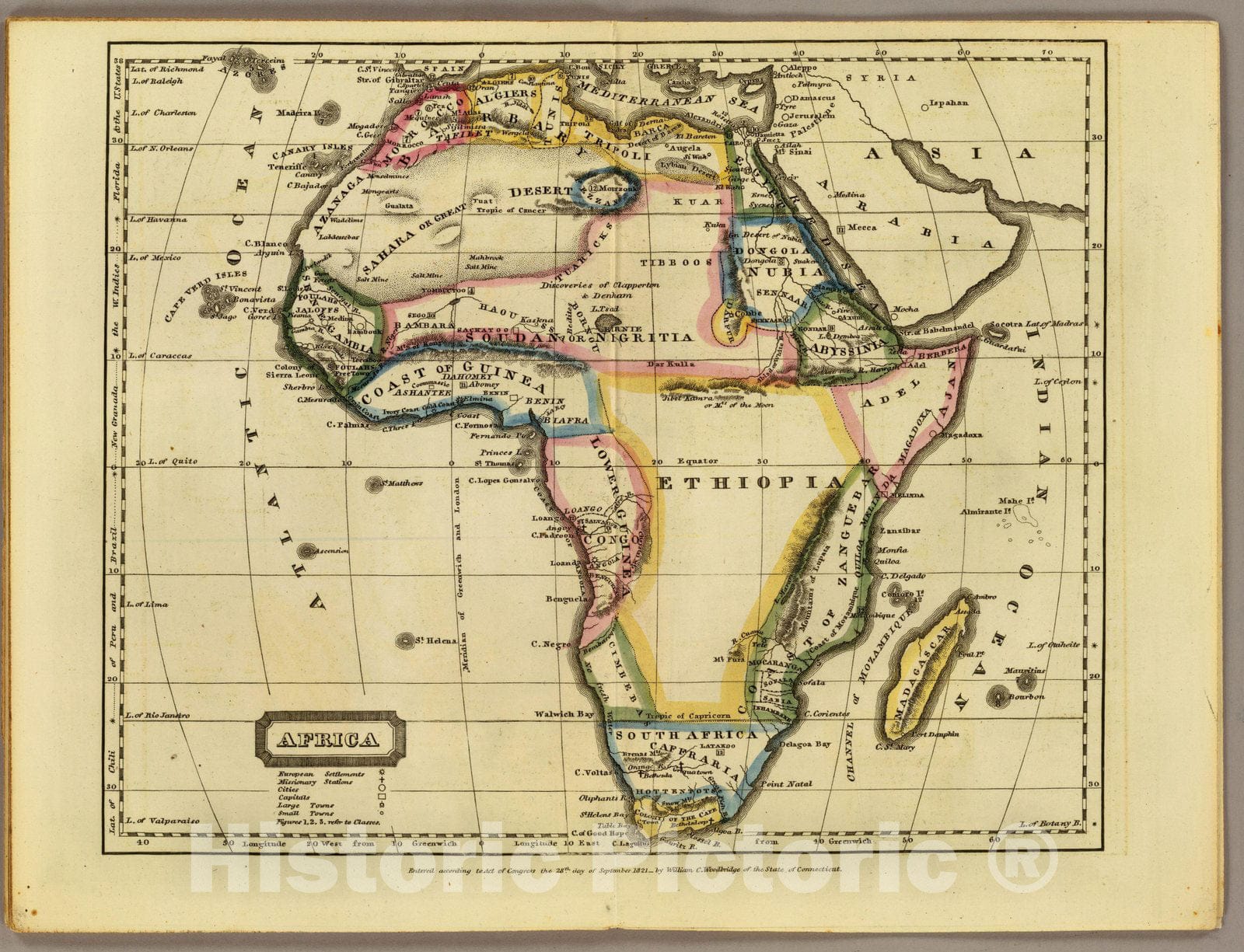 Historic Map : School Atlas Map, Africa. 1824 - Vintage Wall Art