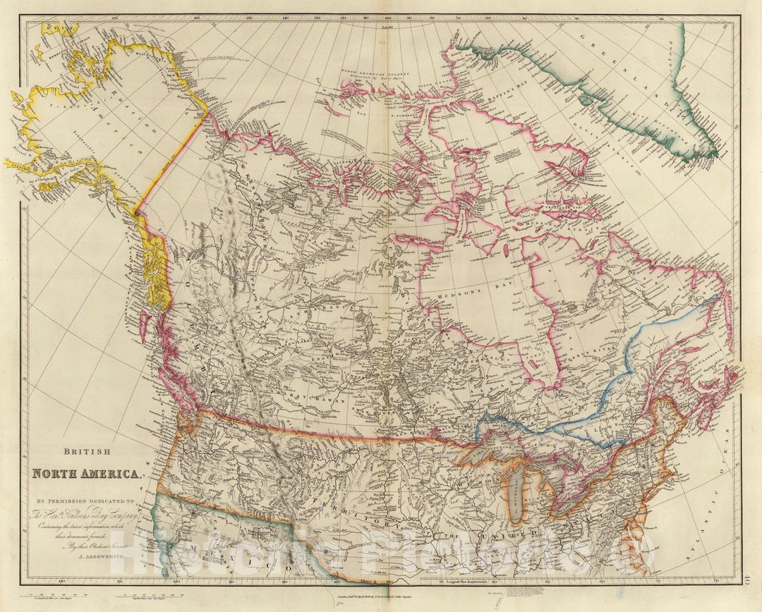 Historic Wall Map : British North America. 1846 - Vintage Wall Art