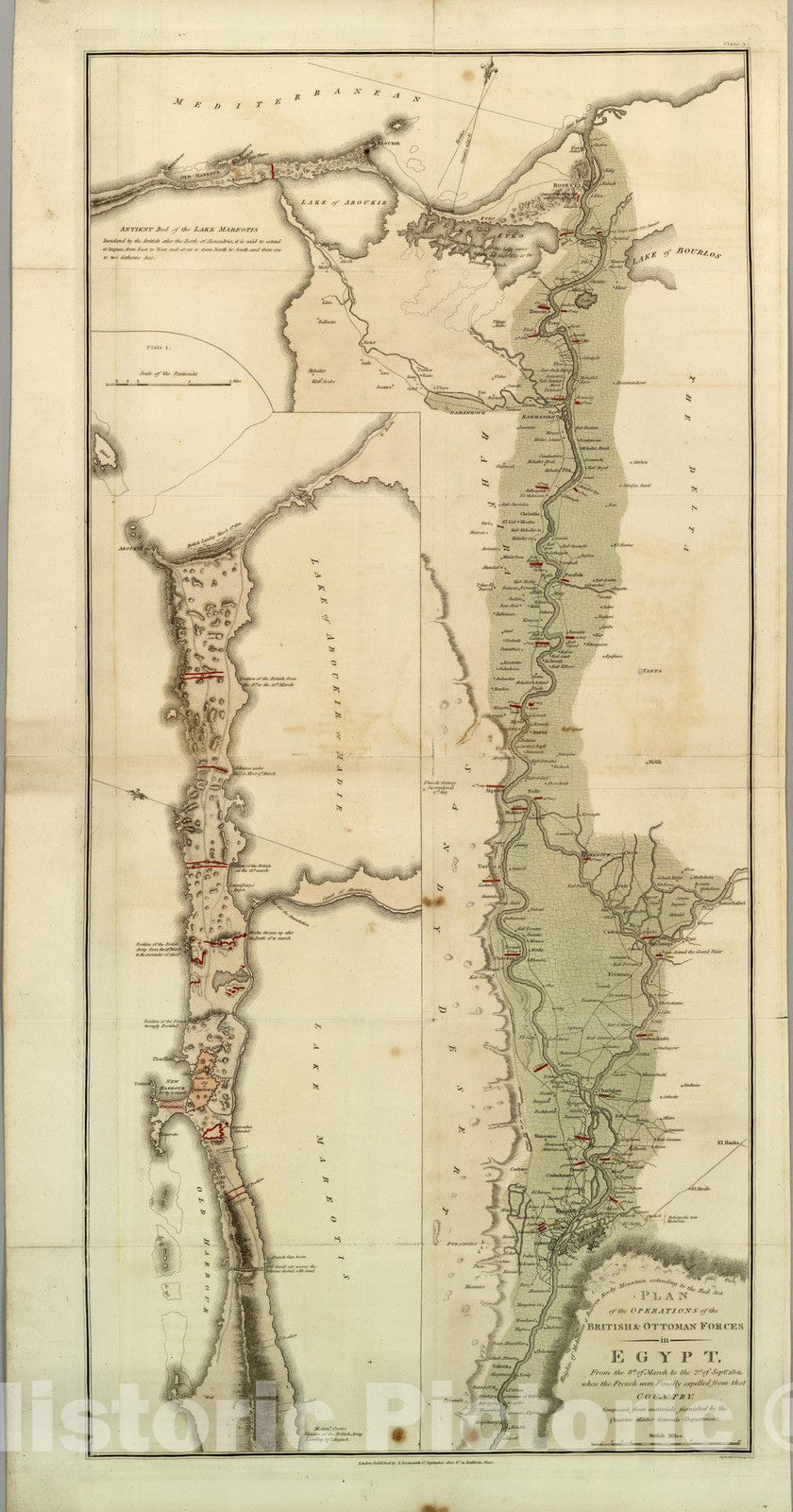 Historic Map : Plan of the Operations of the British & Ottoman Forces in Egypt 1802 - Vintage Wall Art