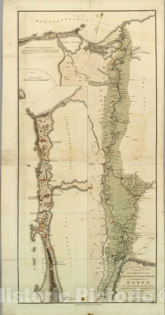 Historic Map : Plan of the Operations of the British & Ottoman Forces in Egypt 1802 - Vintage Wall Art