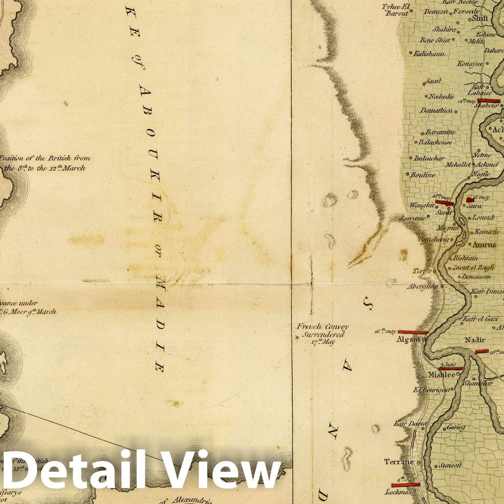 Historic Map : Plan of the Operations of the British & Ottoman Forces in Egypt 1802 - Vintage Wall Art