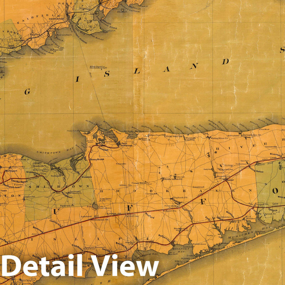 Historic Map : Colton's New Map of Long Island, 1888 - Vintage Wall Art