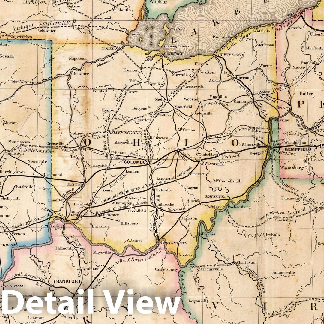 Historic Map : Map of The Western Railroads Tributary To Philadelphia, 1851 - Vintage Wall Art