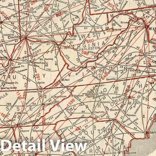 Historic Map : Railway Distance Map of the United States, 1934 v2