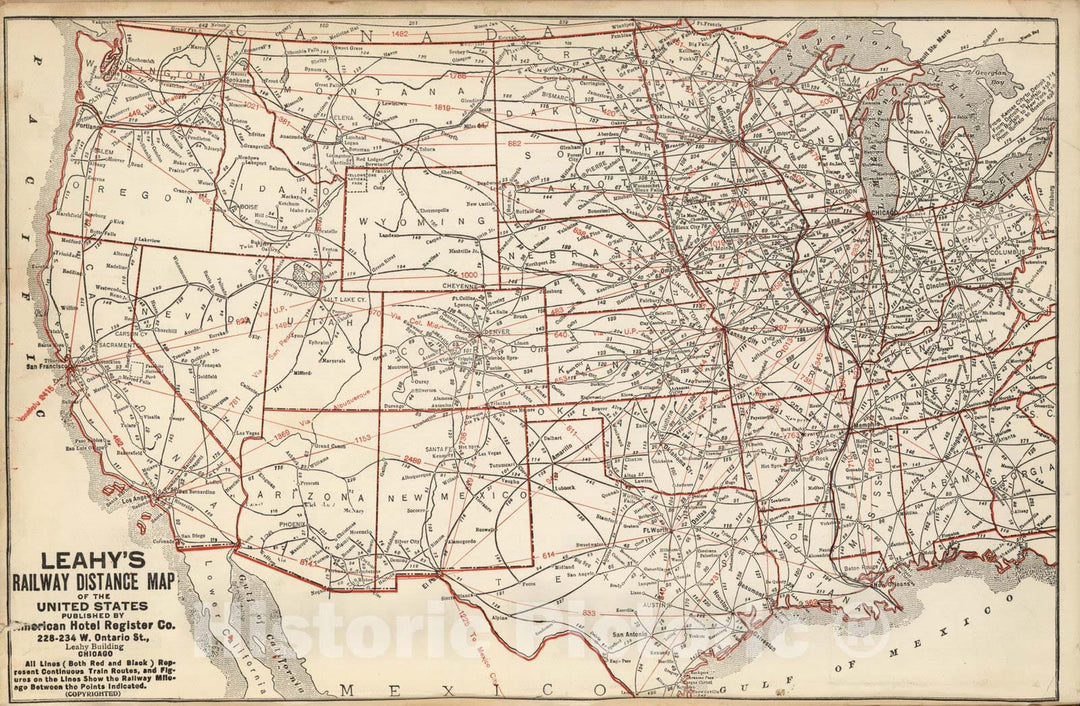 Historic Map : Railway Distance Map of the United States, 1934 v1