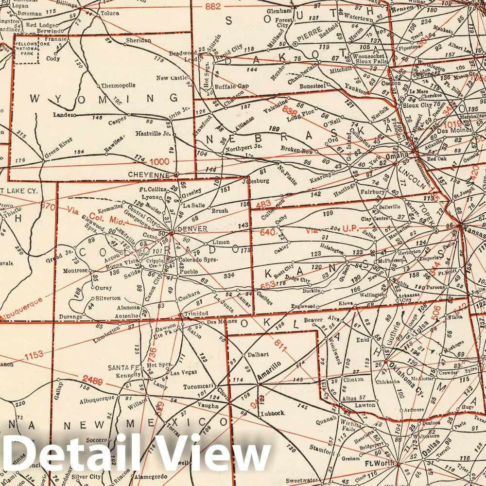 Historic Map : Railway Distance Map of the United States, 1934 v1