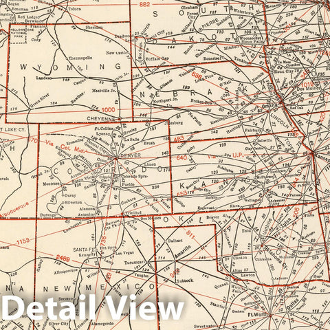 Historic Map : Railway Distance Map of the United States, 1934 v1