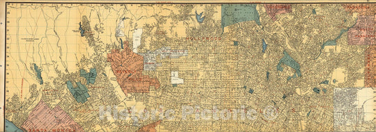 Historic Map : (Los Angeles Streets). Santa Monica. Westwood. Beverly Hills. Hollywood. South Pasadena., 1938, Vintage Wall Decor