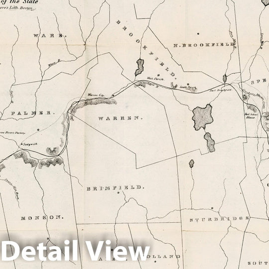 Historic Wall Map : Pamphlet, Route of the Western railroad. East of Connecticut River 1837 - Vintage Wall Art