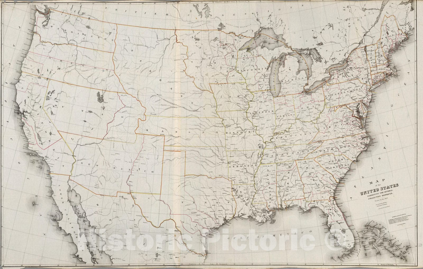 Historic Map : Map of the United States, 1854 v1