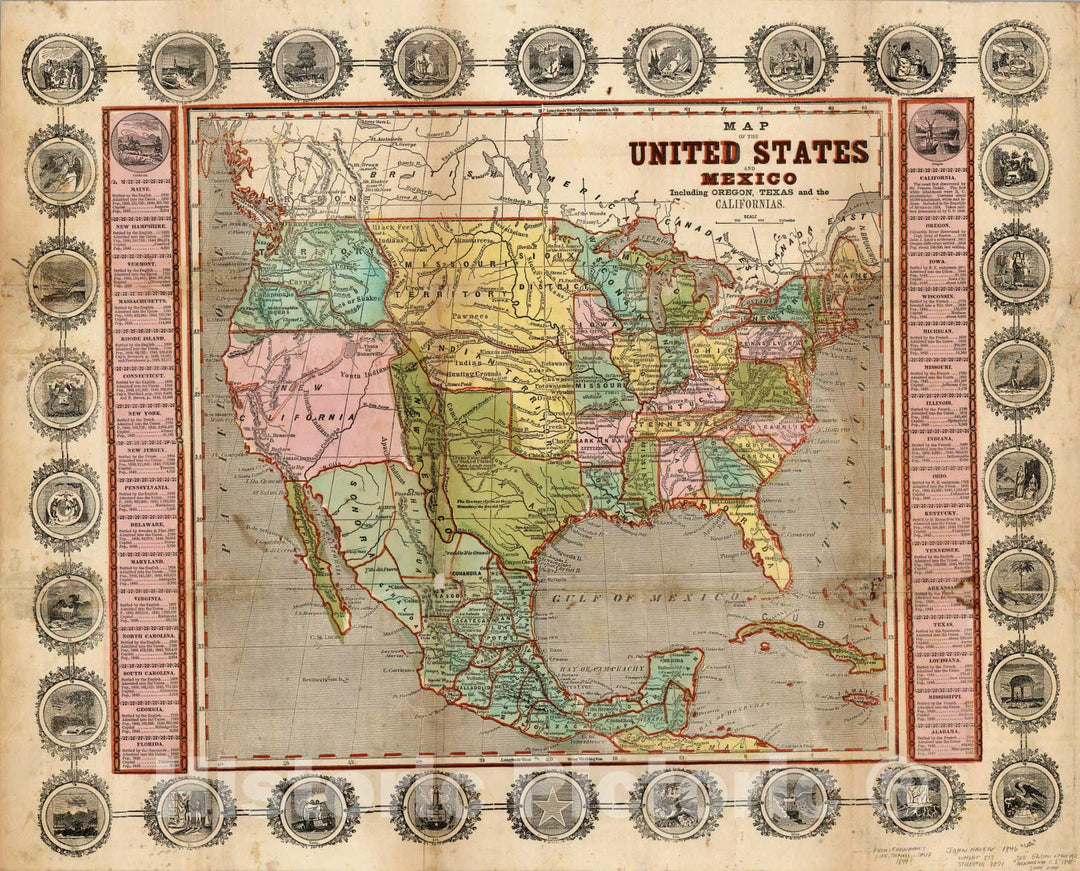 Historic Map : Map of The United States, Mexico, Oregon, Texas, The Californias, 1846 v1