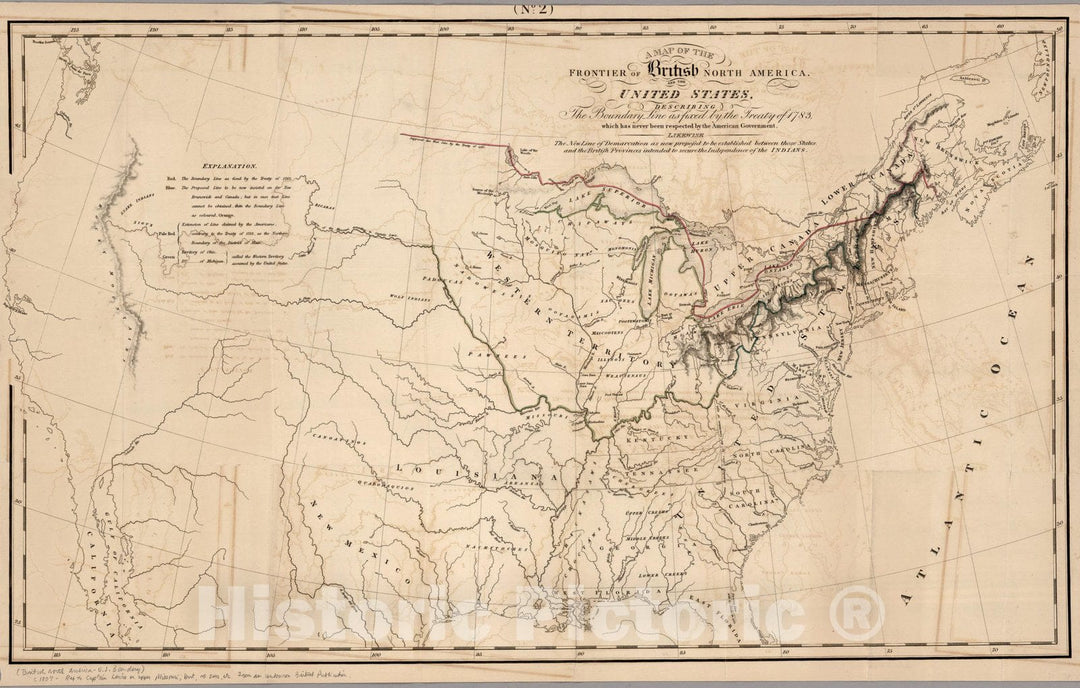 Historic Map : Map of The Frontier of British North America, And The United States, 1807 - Vintage Wall Art