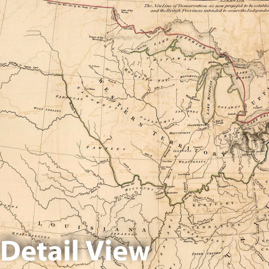 Historic Map : Map of The Frontier of British North America, And The United States, 1807 - Vintage Wall Art